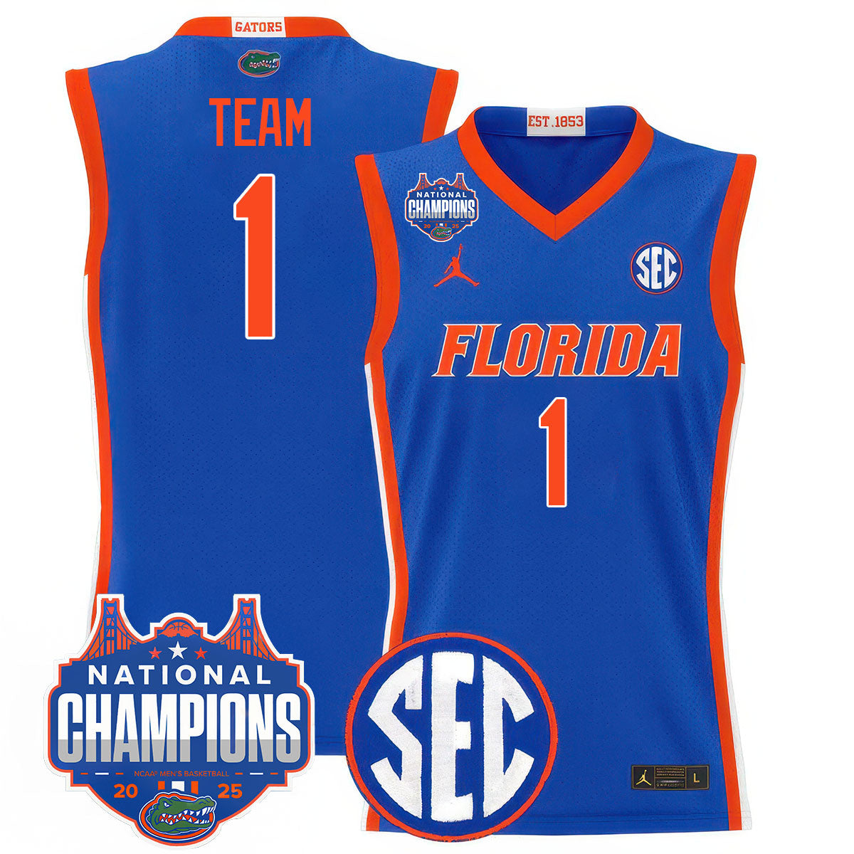 UF 2025 National Champions Basketball Jersey - Stitched product image 8, provided for visual reference and product detail