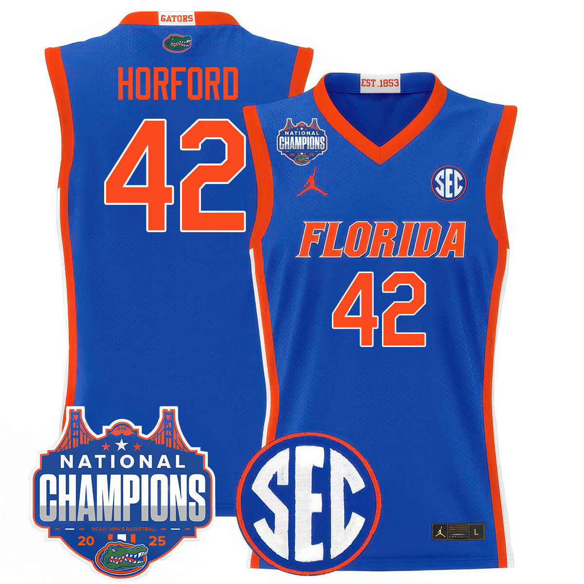 UF 2025 National Champions Basketball Jersey - Stitched product image 4, provided for visual reference and product detail