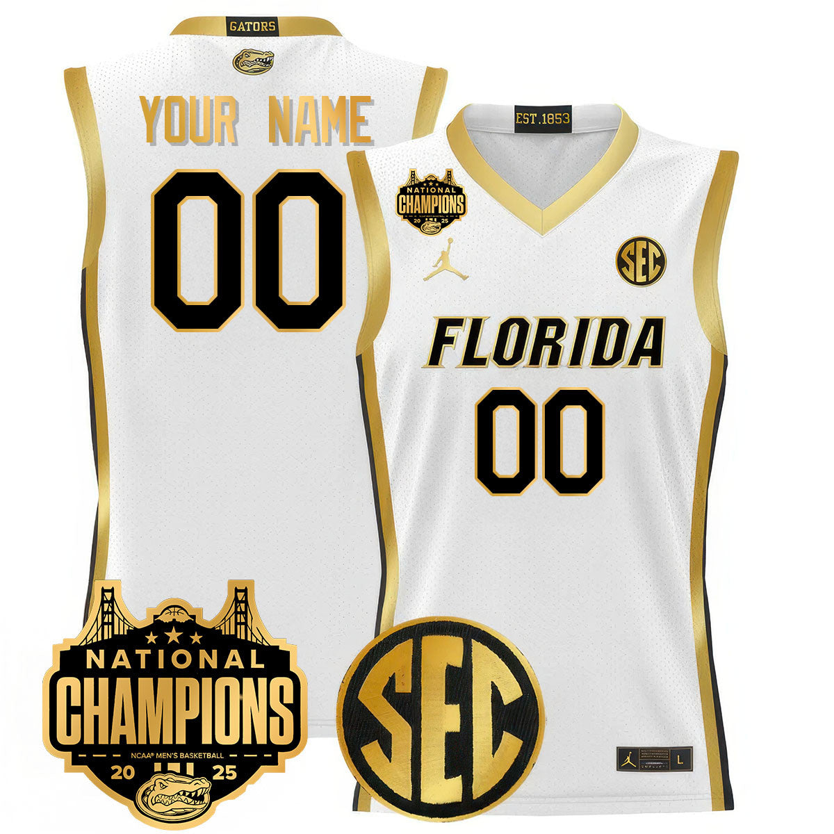 Custom Name/Gender UF 2025 National Champions Basketball Jersey - Stitched product image 3, provided for visual reference