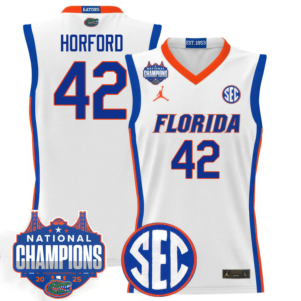 UF 2025 National Champions Basketball Jersey - Stitched product image 19, provided for visual reference and product detail