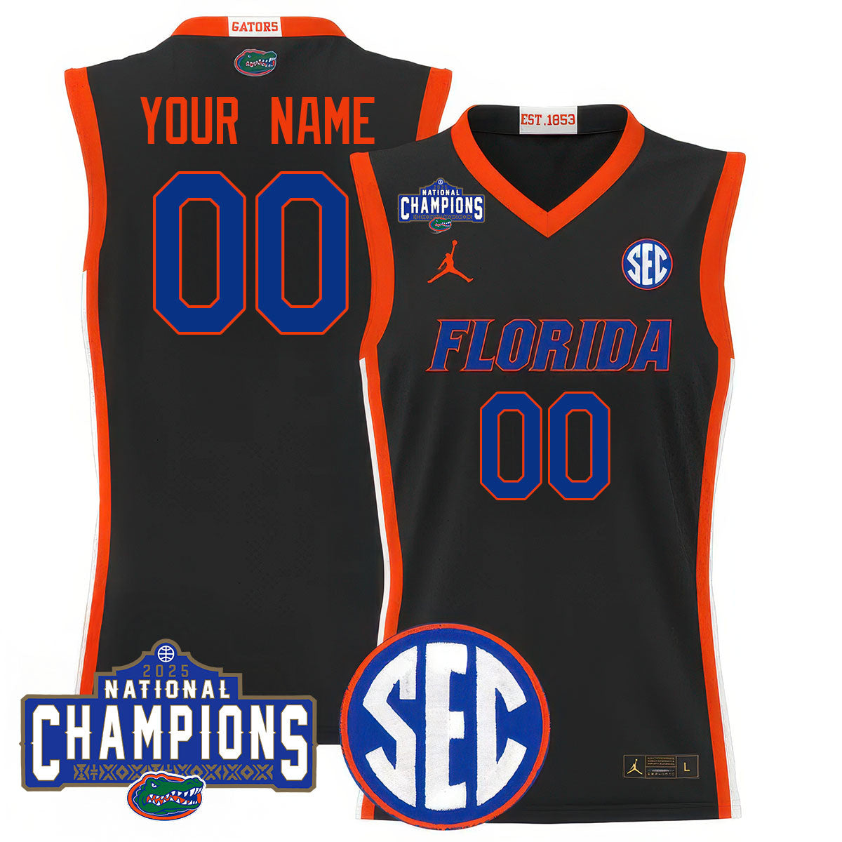 Custom Name/Gender UF 2025 National Champions Basketball Jersey N1 - Stitched product image 3, provided for visual reference