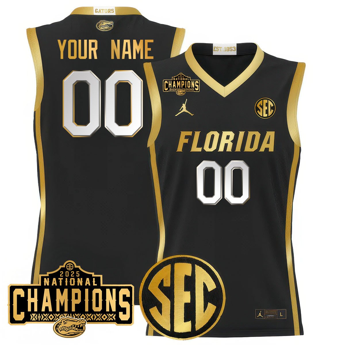 Custom Name/Gender UF 2025 National Champions Basketball Jersey N1 - Stitched product image 1, provided for visual reference