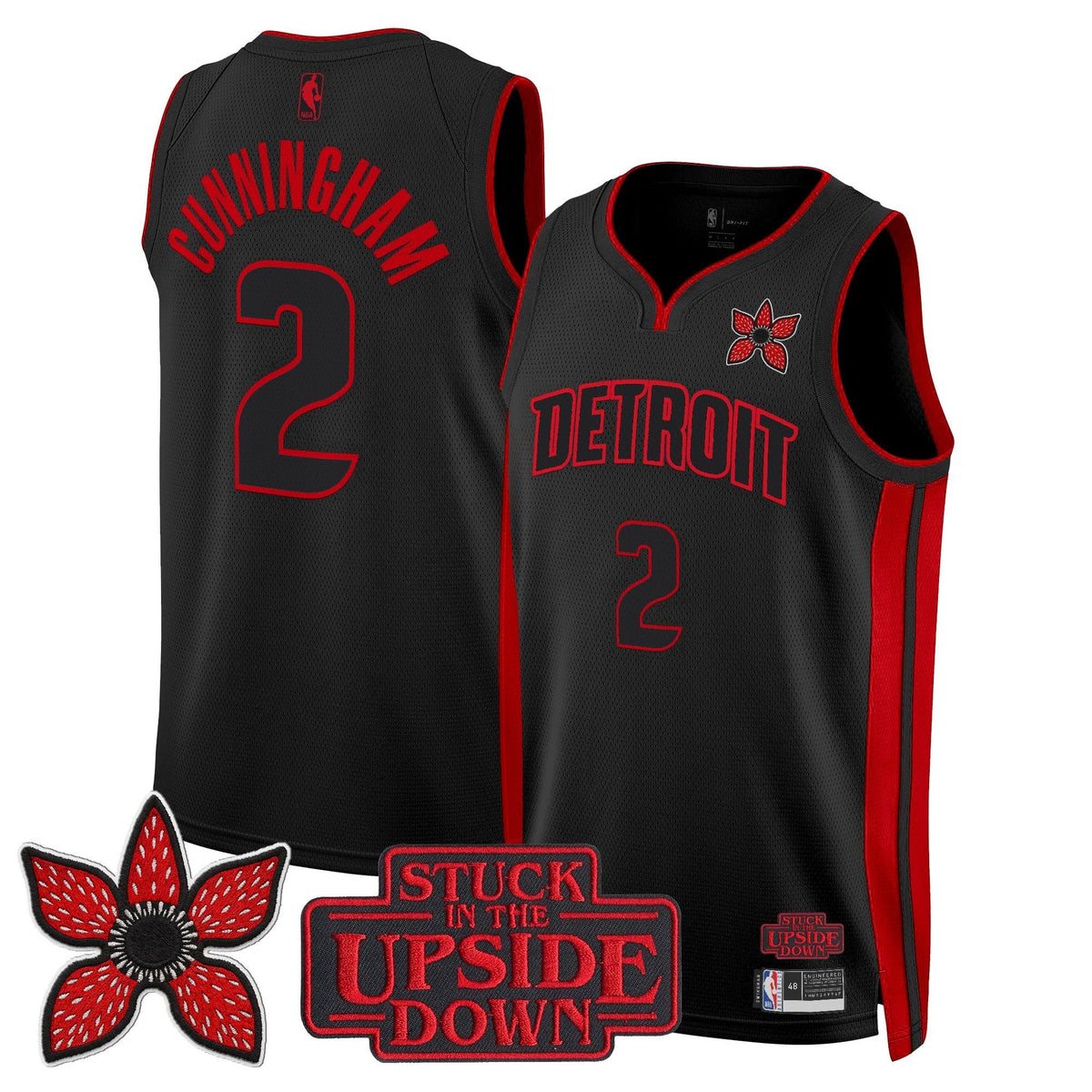 Detroit Pistons 'Stranger Things Edition' Swingman Jersey - Stitched product image 2, provided for visual reference and