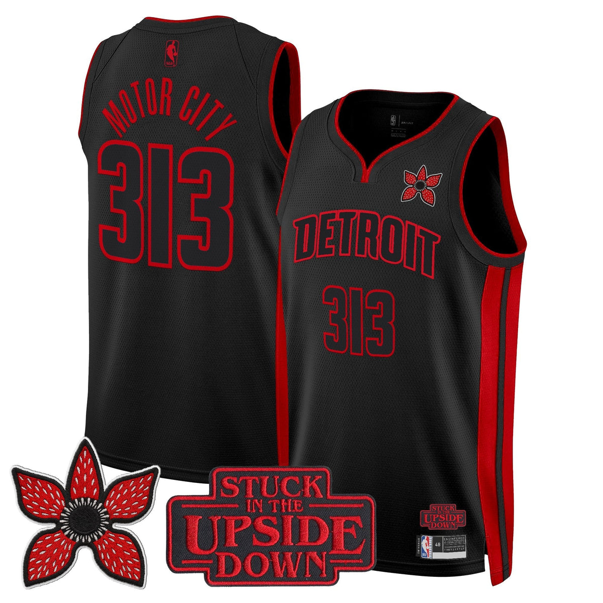 Detroit Pistons 'Stranger Things Edition' Swingman Jersey - Stitched product image 3, provided for visual reference and