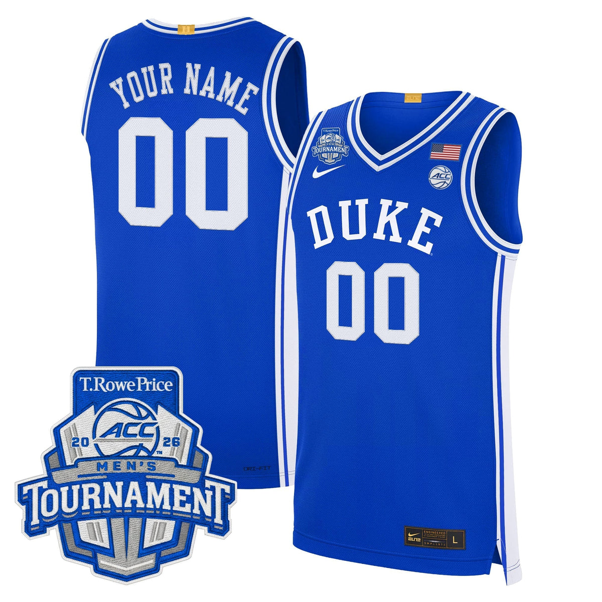 DUKE 2026 ACC Conference Tournament Champions Custom Basketball Jersey - Stitched product image 1, provided for visual