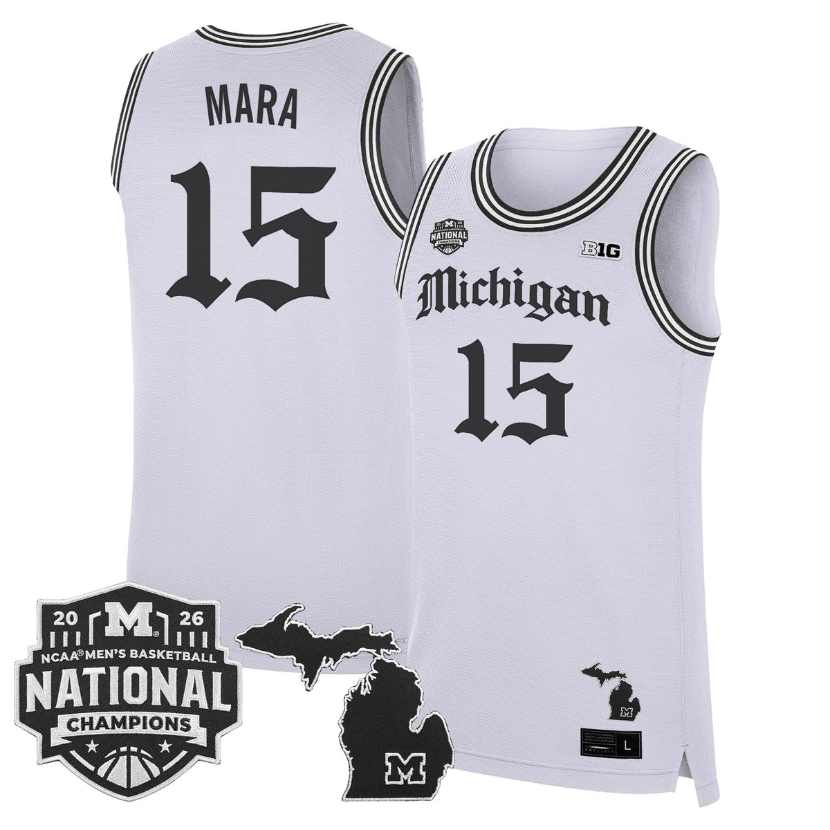 Michigan Wolverines 2026 National Champions Patch Basketball Jersey - Gothic Edition - All Stitched for Men product image 5,