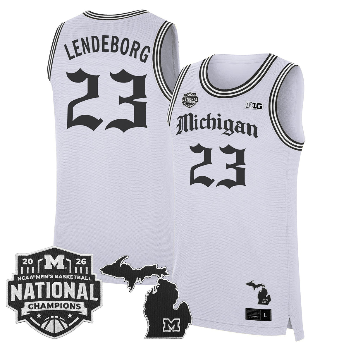 Michigan Wolverines 2026 National Champions Patch Basketball Jersey - Gothic Edition - All Stitched for Men product image 1,