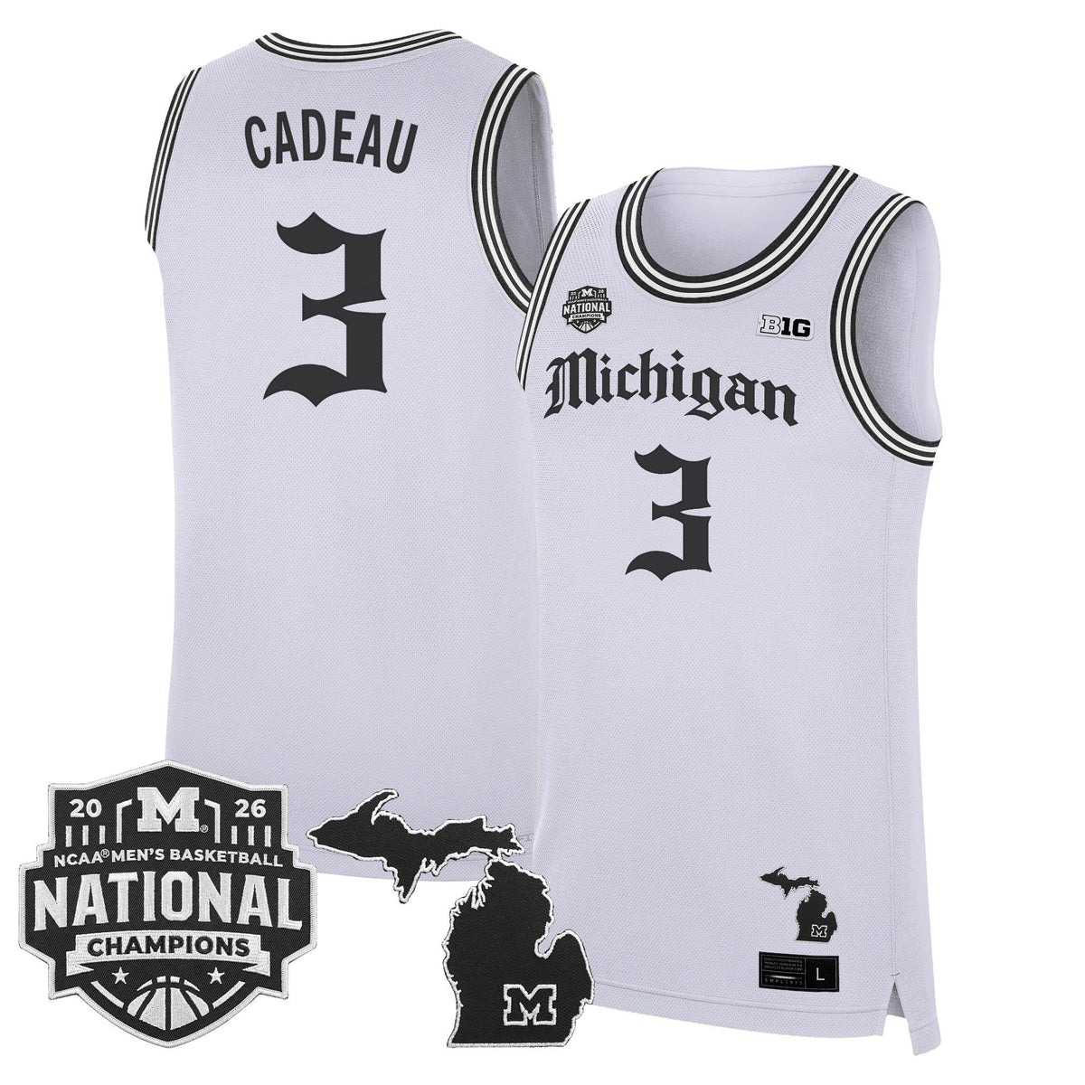 Michigan Wolverines 2026 National Champions Patch Basketball Jersey - Gothic Edition - All Stitched for Men product image 3,