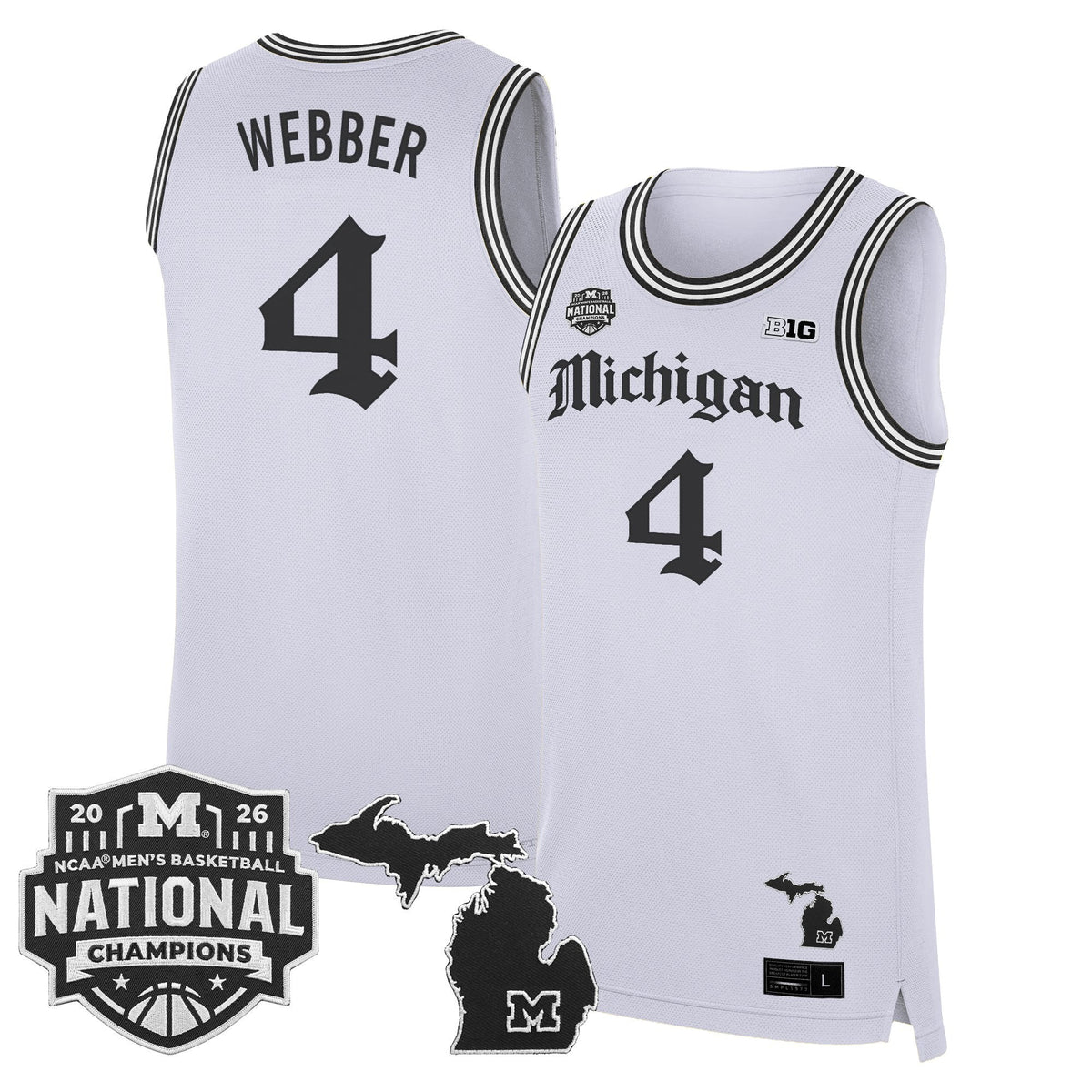 Michigan Wolverines 2026 National Champions Patch Basketball Jersey - Gothic Edition - All Stitched for Men product image