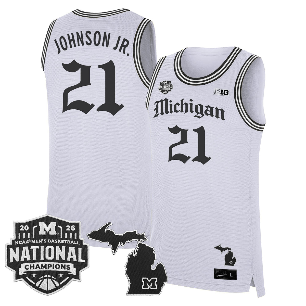 Michigan Wolverines 2026 National Champions Patch Basketball Jersey - Gothic Edition - All Stitched for Men product image 4,