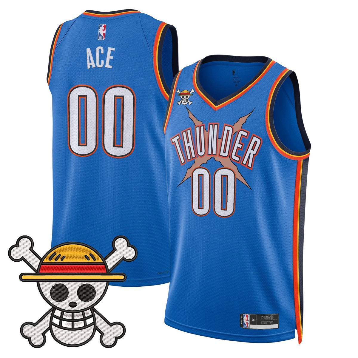 OKC x One Piece Swingman Jersey- Stitched product image 3, provided for visual reference and product detail review