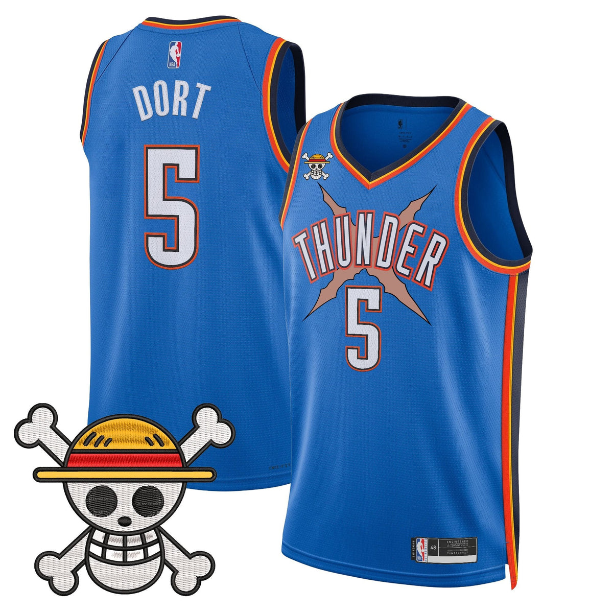 OKC x One Piece Swingman Jersey- Stitched product image 8, provided for visual reference and product detail review