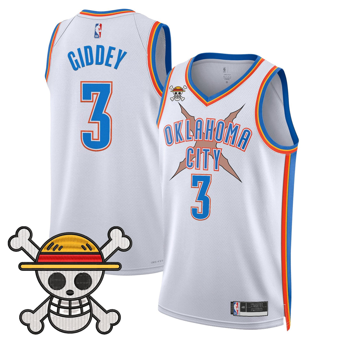 OKC x One Piece Swingman Jersey- Stitched product image 17, provided for visual reference and product detail review