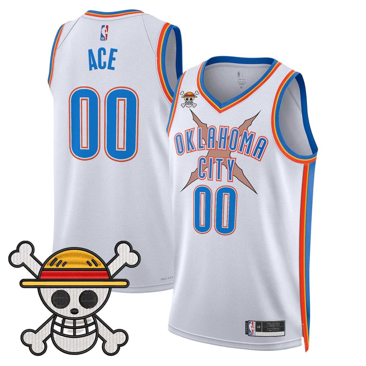 OKC x One Piece Swingman Jersey- Stitched product image 13, provided for visual reference and product detail review