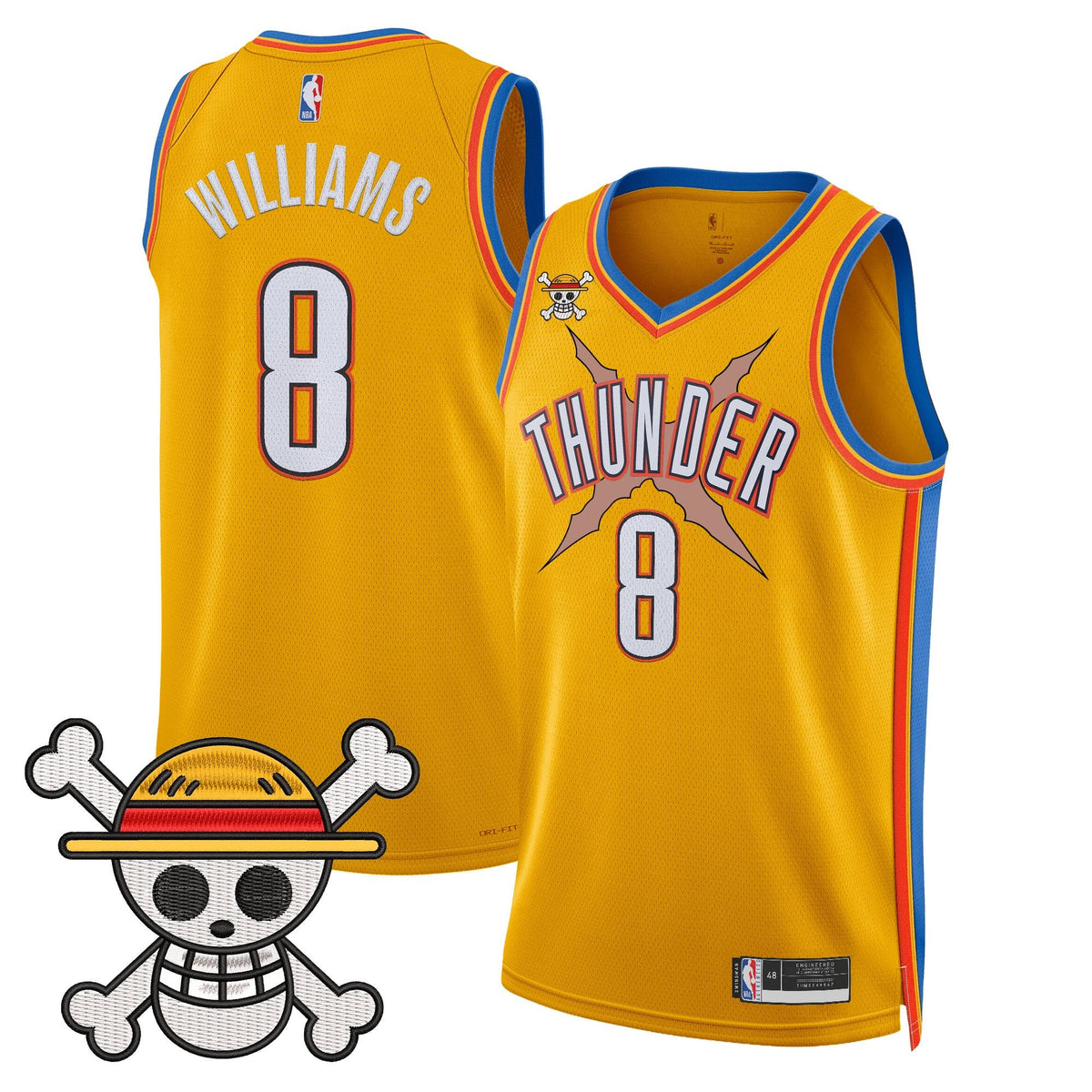 OKC x One Piece Swingman Jersey- Stitched product image 45, provided for visual reference and product detail review