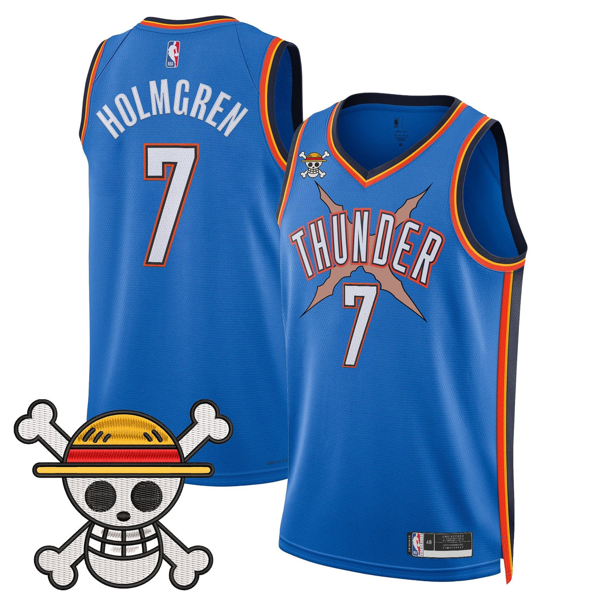 OKC x One Piece Swingman Jersey- Stitched product image 6, provided for visual reference and product detail review
