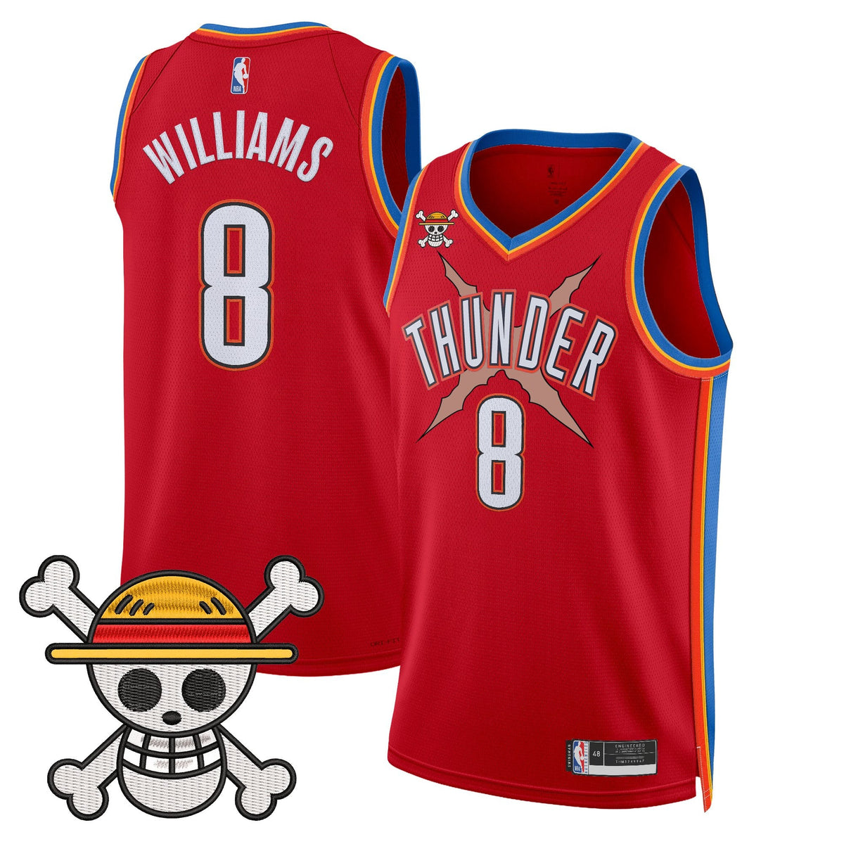 OKC x One Piece Swingman Jersey- Stitched product image 35, provided for visual reference and product detail review