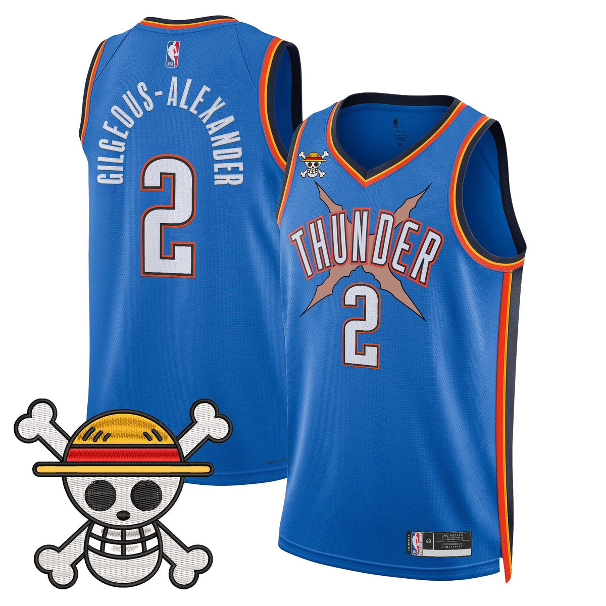 OKC x One Piece Swingman Jersey- Stitched product image 4, provided for visual reference and product detail review