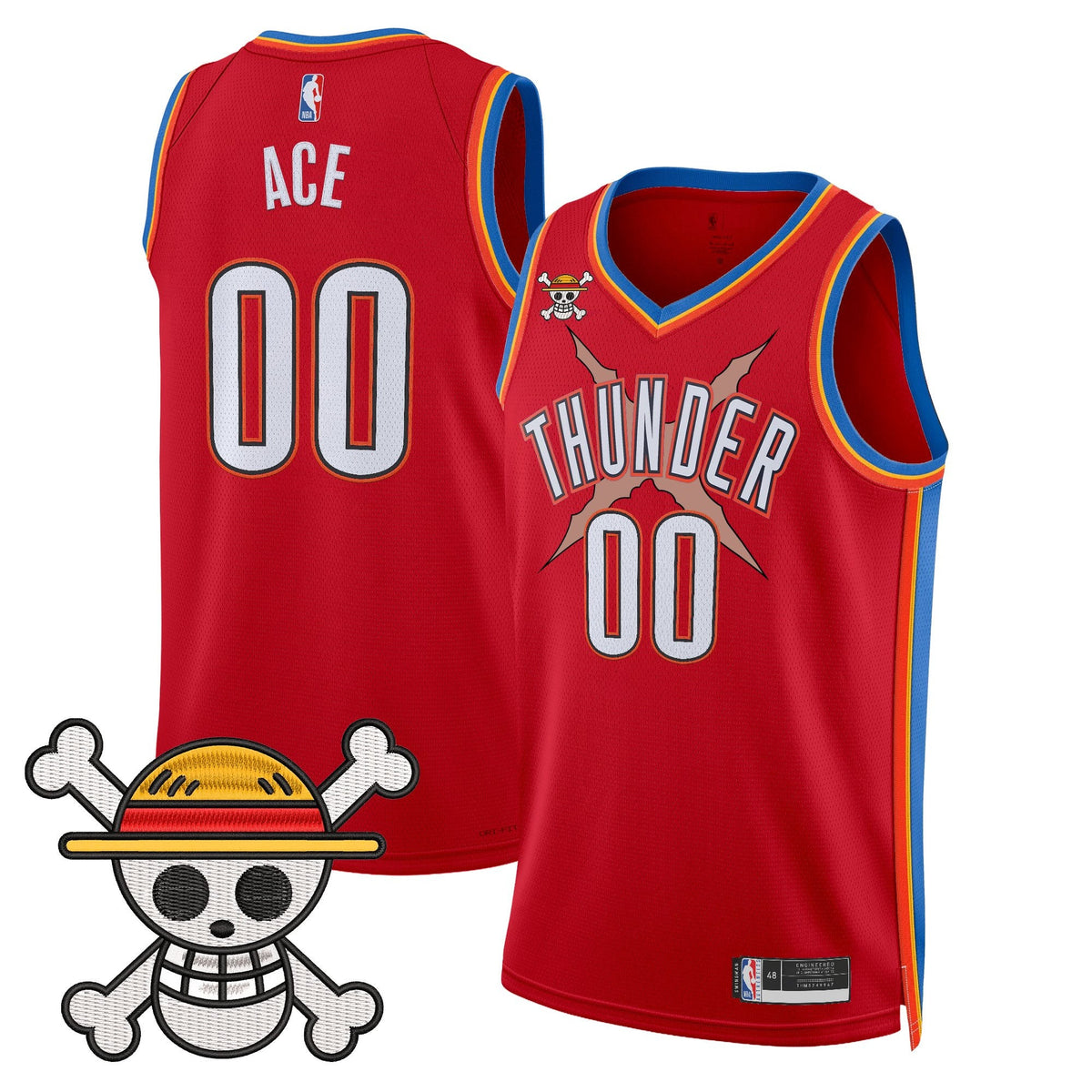 OKC x One Piece Swingman Jersey- Stitched product image 33, provided for visual reference and product detail review
