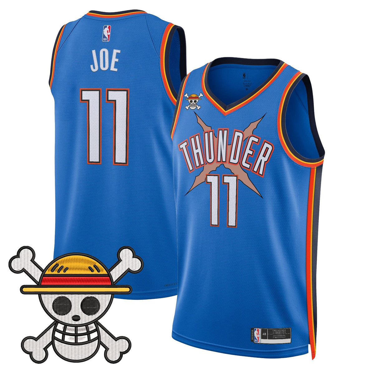 OKC x One Piece Swingman Jersey- Stitched product image 9, provided for visual reference and product detail review