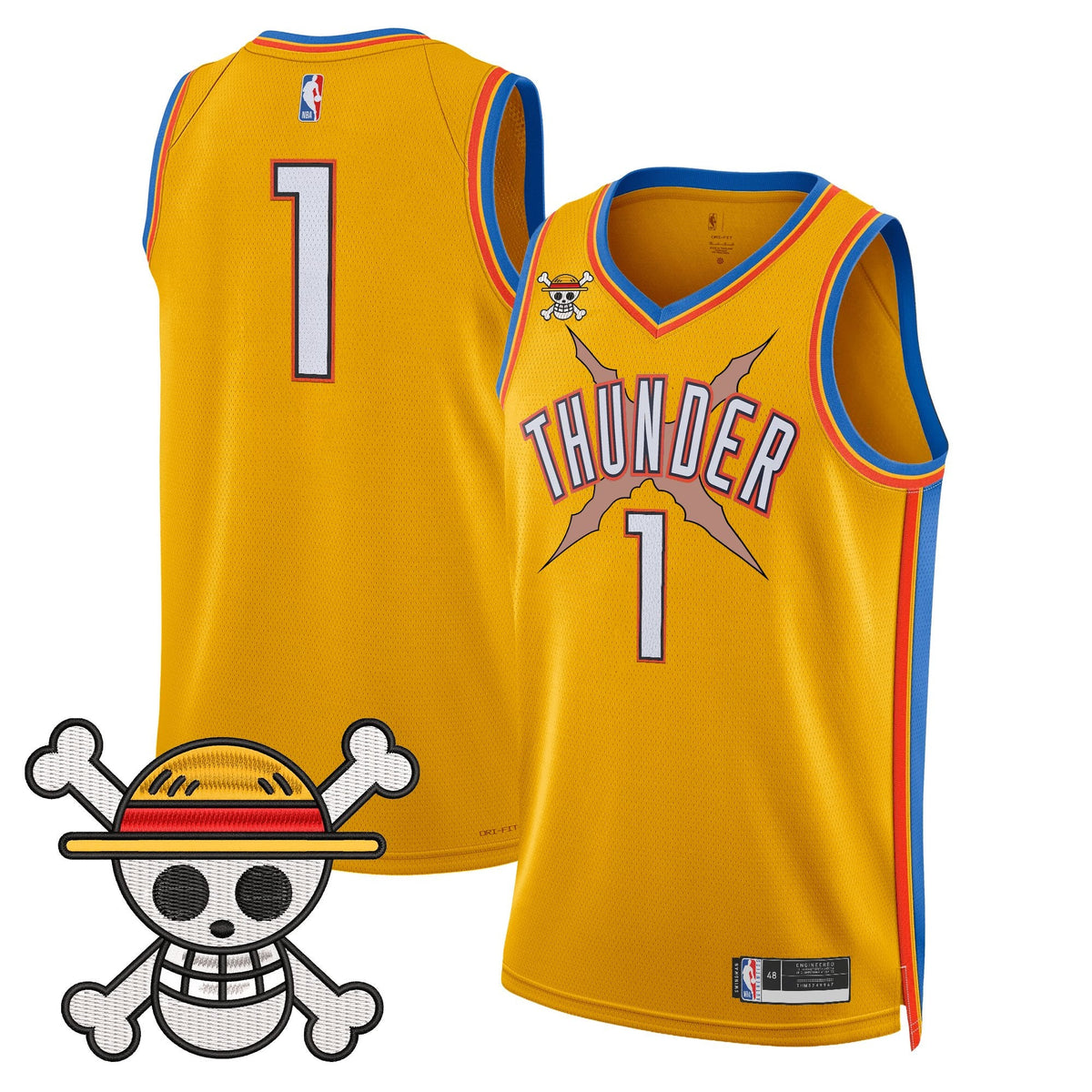 OKC x One Piece Swingman Jersey- Stitched product image 50, provided for visual reference and product detail review