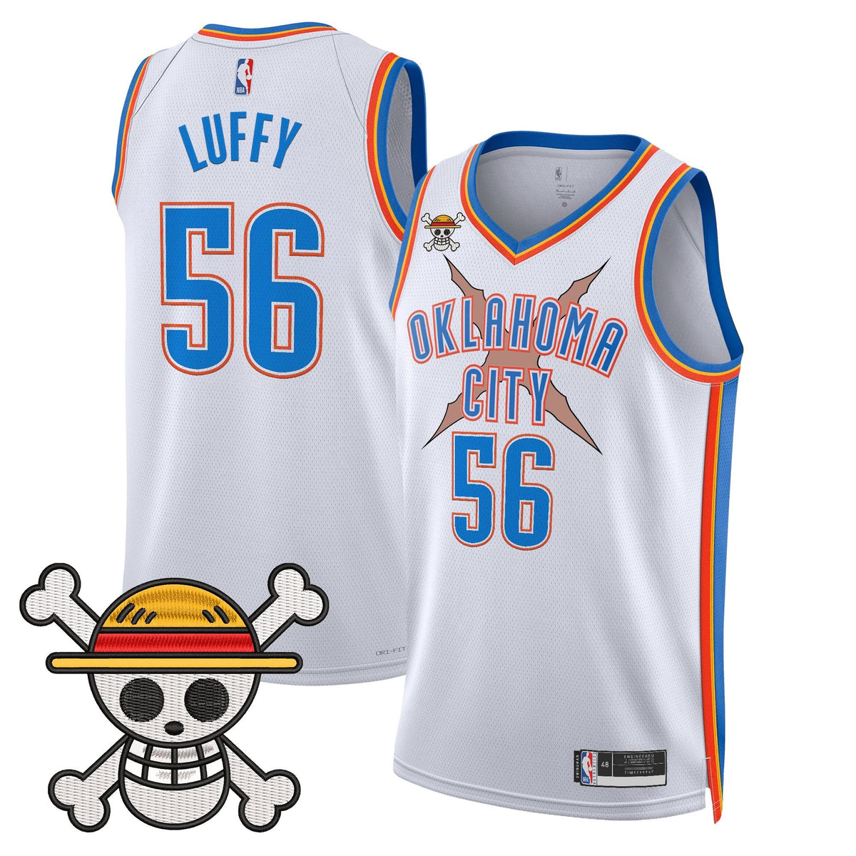 OKC x One Piece Swingman Jersey- Stitched product image 11, provided for visual reference and product detail review
