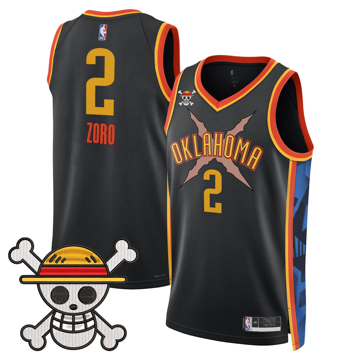 OKC x One Piece Swingman Jersey- Stitched product image 22, provided for visual reference and product detail review
