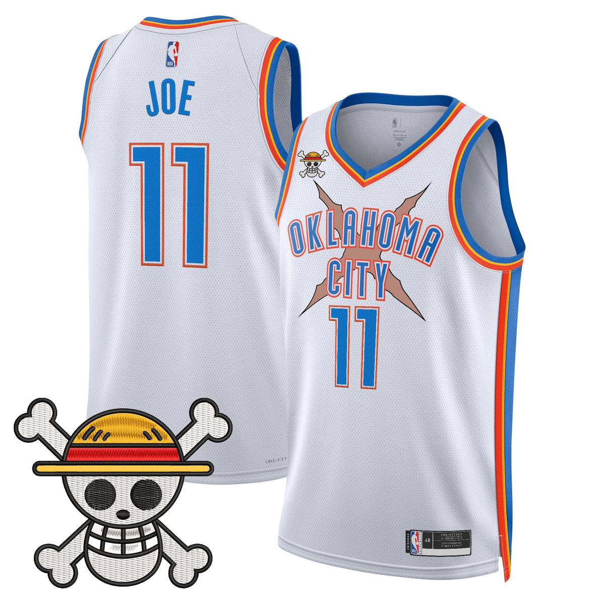 OKC x One Piece Swingman Jersey- Stitched product image 19, provided for visual reference and product detail review