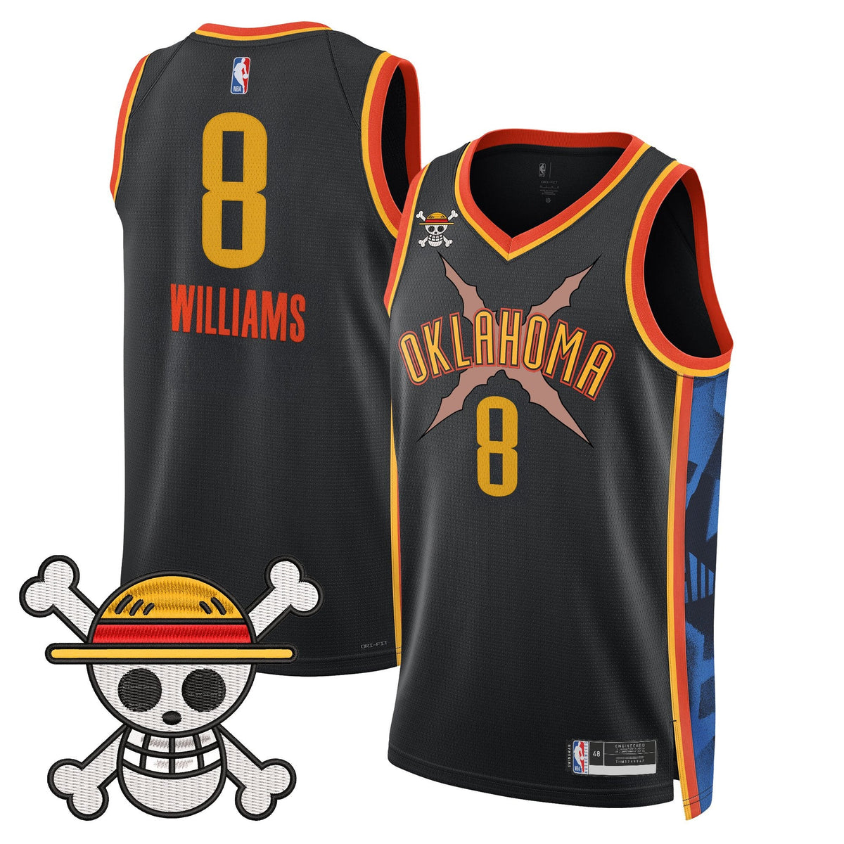 OKC x One Piece Swingman Jersey- Stitched product image 25, provided for visual reference and product detail review