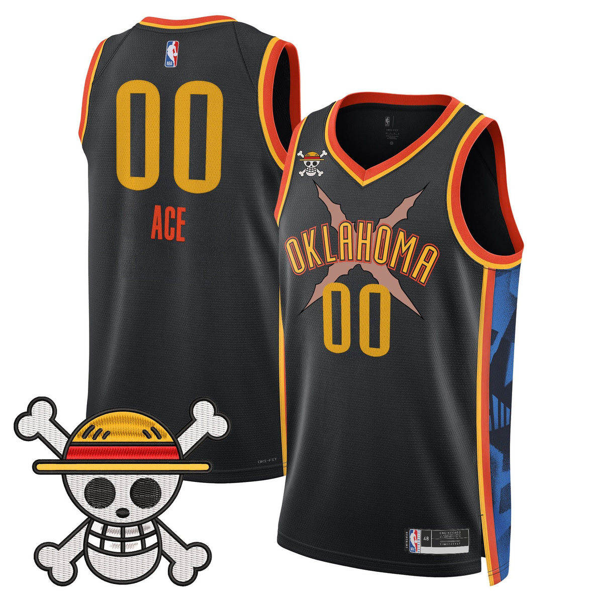 OKC x One Piece Swingman Jersey- Stitched product image 23, provided for visual reference and product detail review