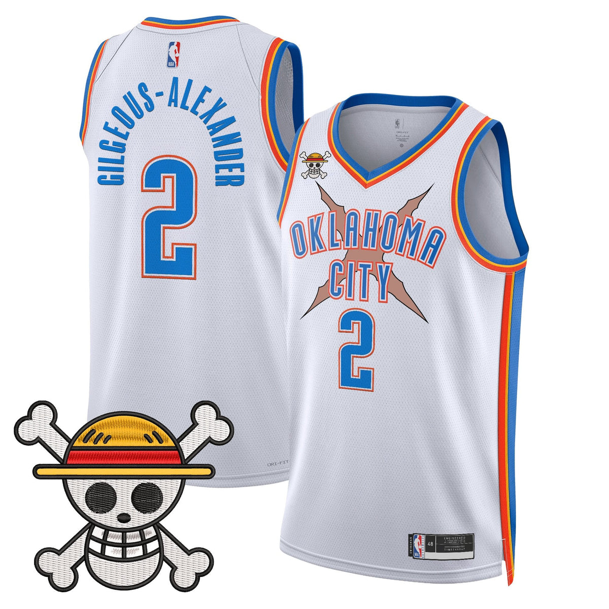 OKC x One Piece Swingman Jersey- Stitched product image 14, provided for visual reference and product detail review