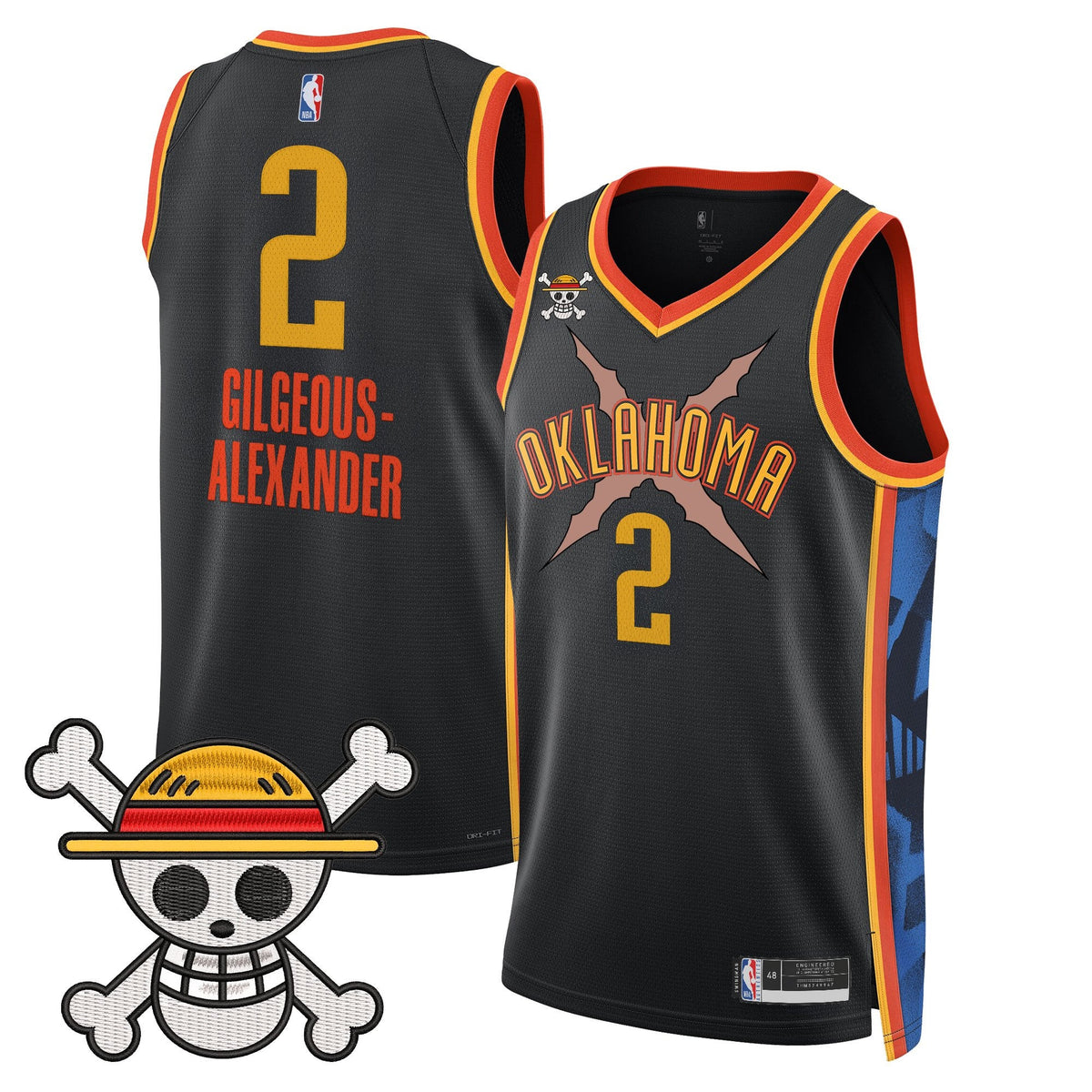 OKC x One Piece Swingman Jersey- Stitched product image 24, provided for visual reference and product detail review