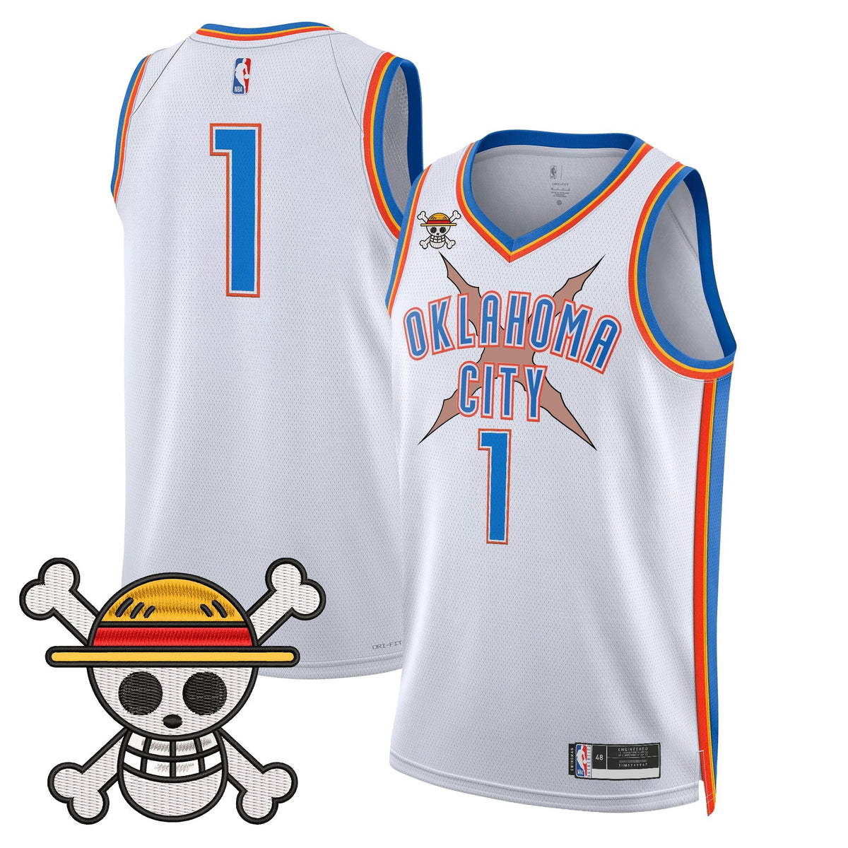OKC x One Piece Swingman Jersey- Stitched product image 20, provided for visual reference and product detail review