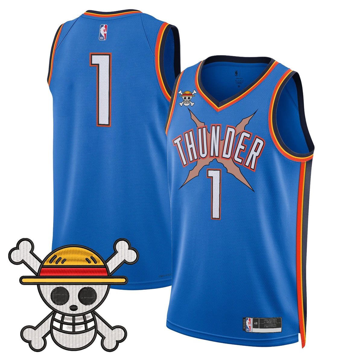 OKC x One Piece Swingman Jersey- Stitched product image 10, provided for visual reference and product detail review