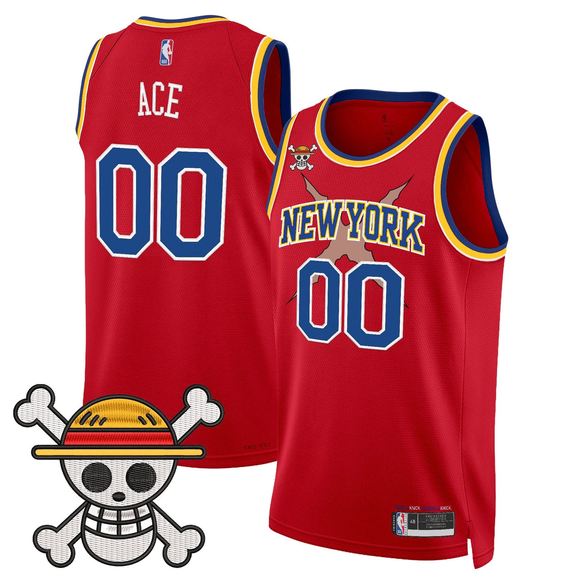 NYK x One Piece Swingman Jersey- Stitched product image 30, provided for visual reference and product detail review