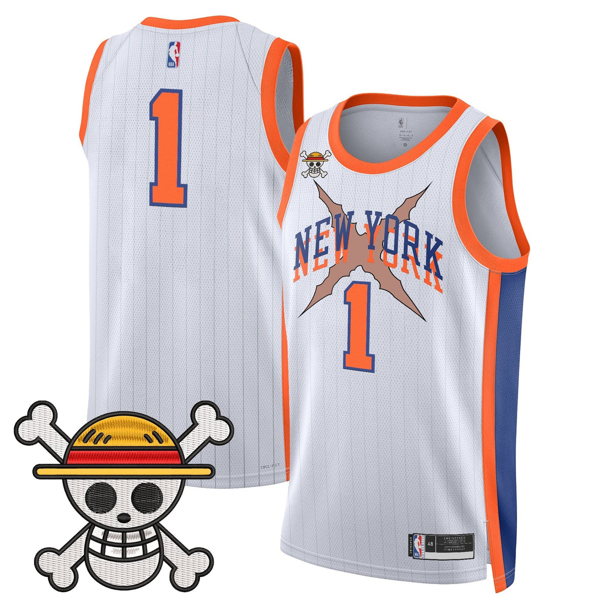 NYK x One Piece Swingman Jersey- Stitched product image 27, provided for visual reference and product detail review