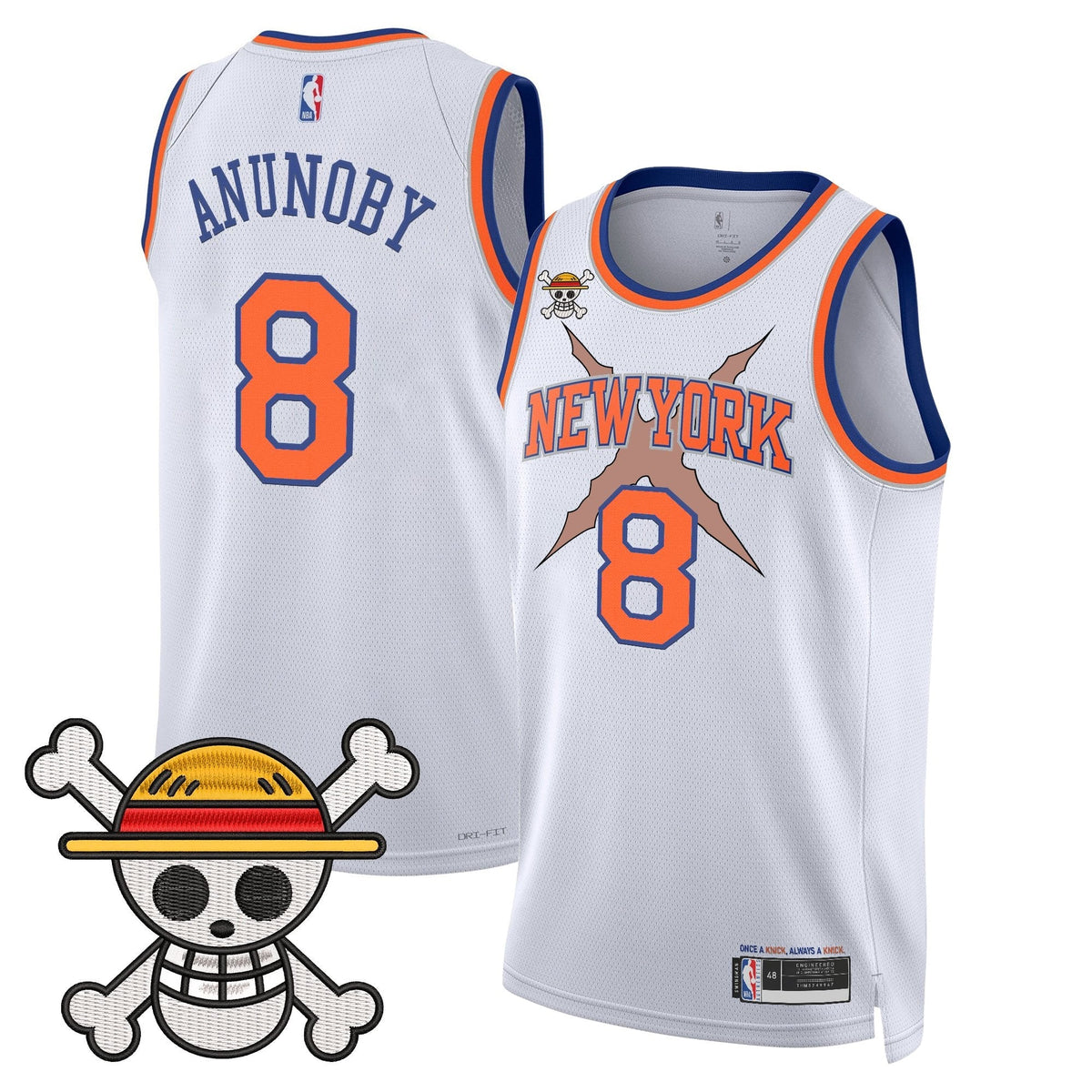 NYK x One Piece Swingman Jersey- Stitched product image 16, provided for visual reference and product detail review