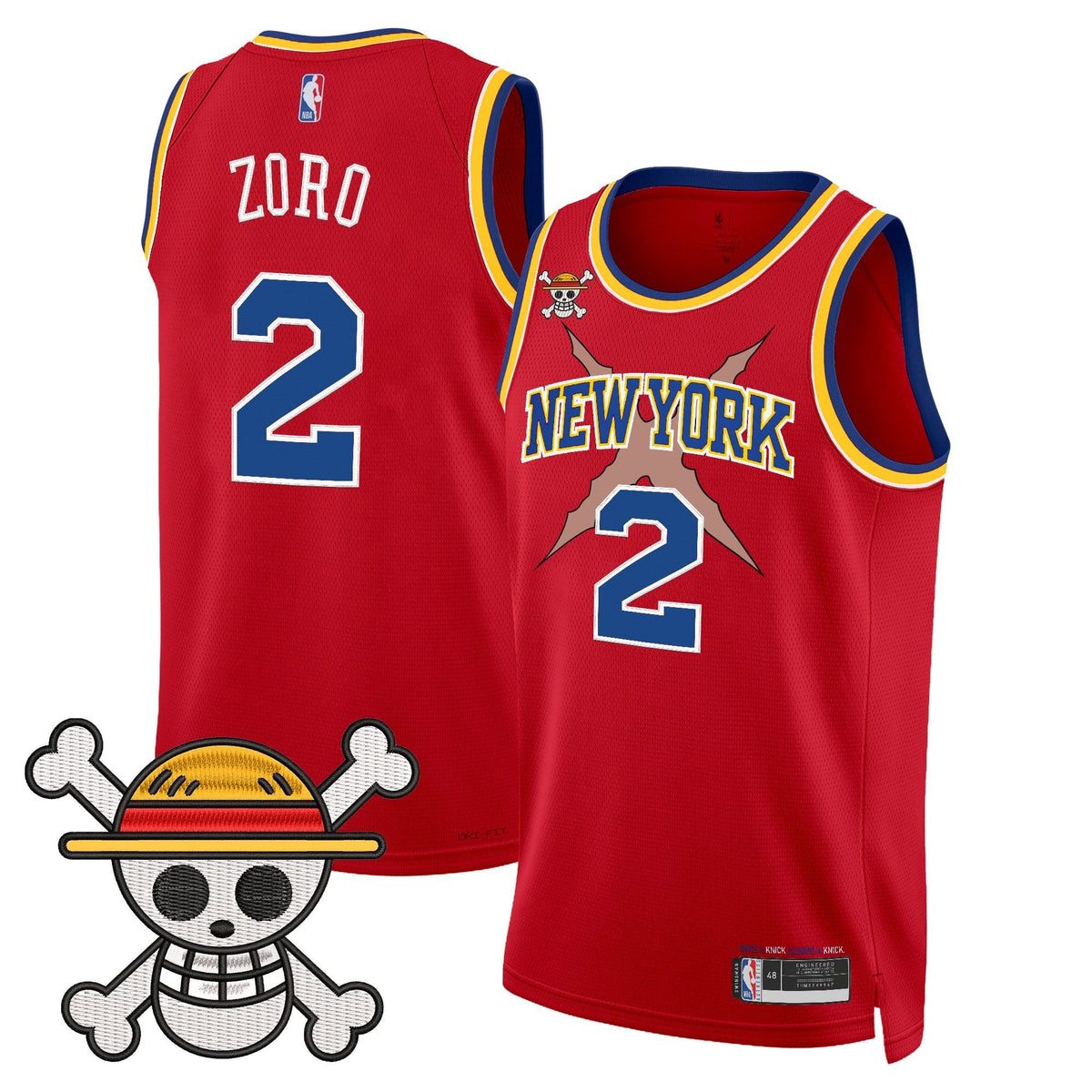 NYK x One Piece Swingman Jersey- Stitched product image 29, provided for visual reference and product detail review
