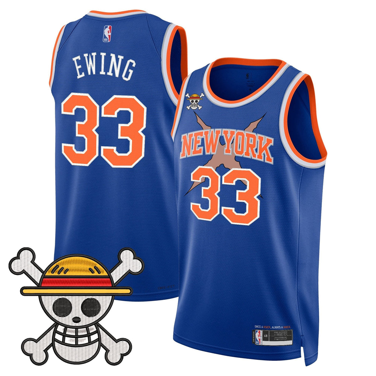 NYK x One Piece Swingman Jersey- Stitched product image 8, provided for visual reference and product detail review