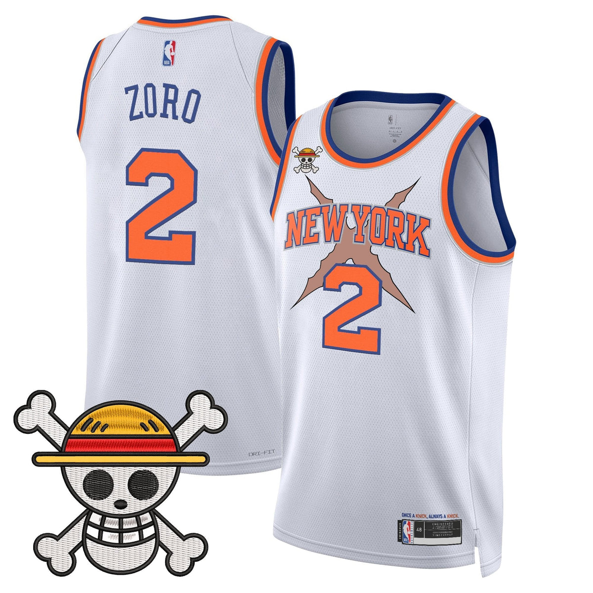 NYK x One Piece Swingman Jersey- Stitched product image 11, provided for visual reference and product detail review