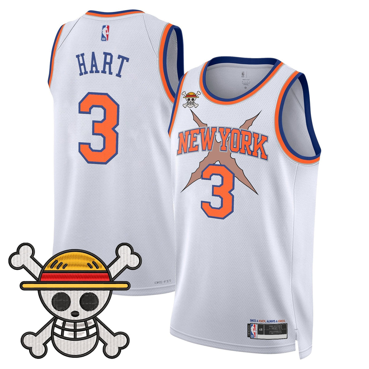 NYK x One Piece Swingman Jersey- Stitched product image 13, provided for visual reference and product detail review