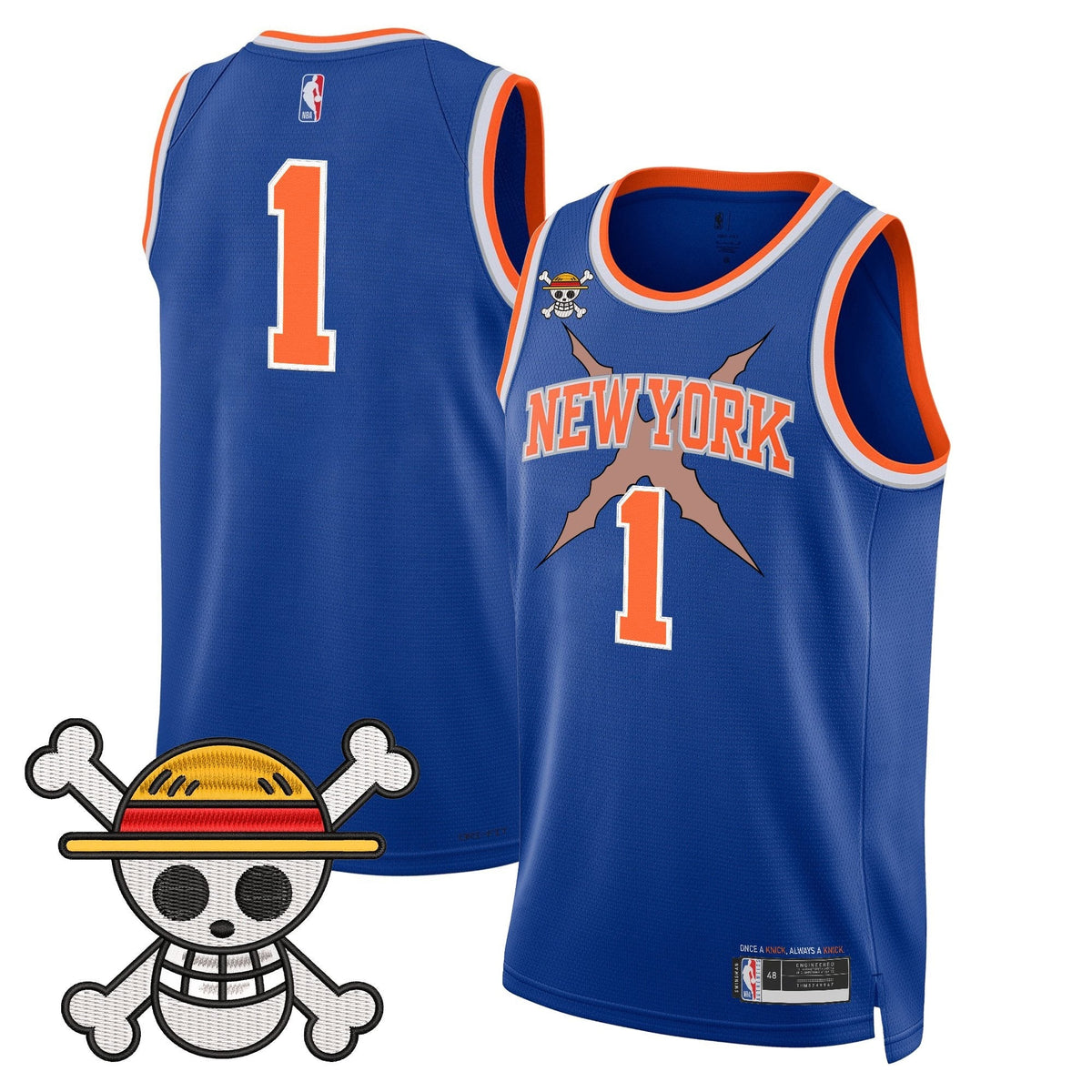 NYK x One Piece Swingman Jersey- Stitched product image 9, provided for visual reference and product detail review