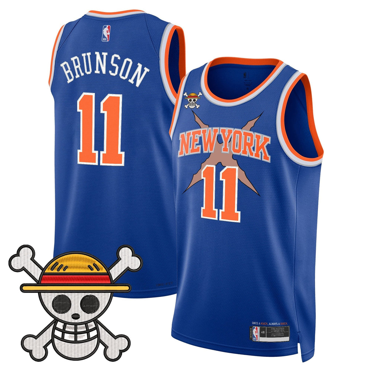NYK x One Piece Swingman Jersey- Stitched product image 5, provided for visual reference and product detail review