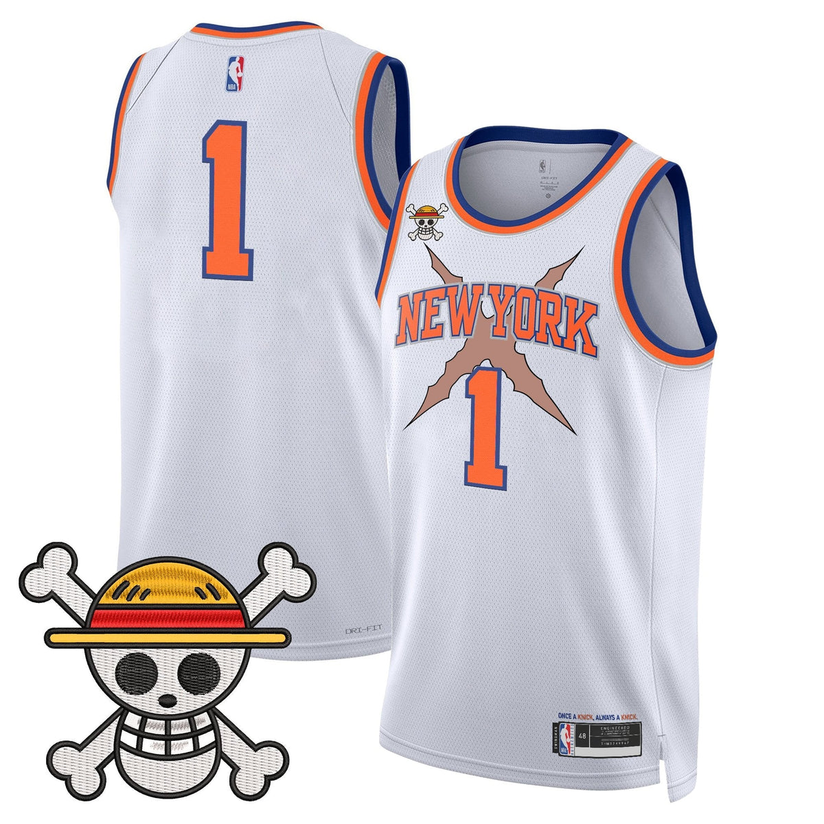 NYK x One Piece Swingman Jersey- Stitched product image 18, provided for visual reference and product detail review