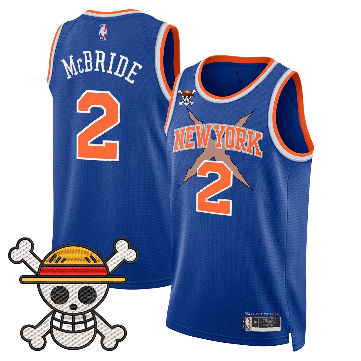 NYK x One Piece Swingman Jersey- Stitched product image 6, provided for visual reference and product detail review