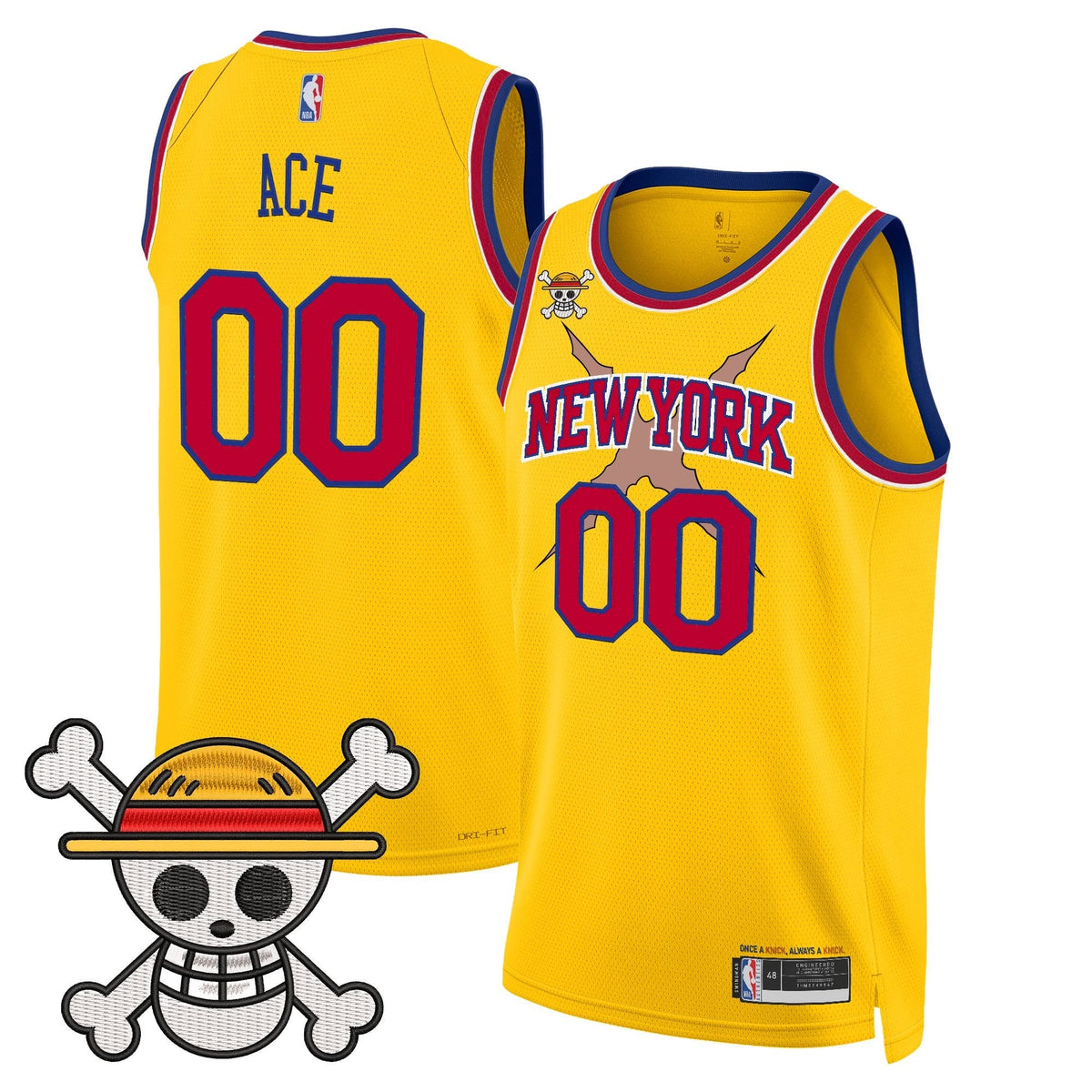 NYK x One Piece Swingman Jersey- Stitched product image 39, provided for visual reference and product detail review