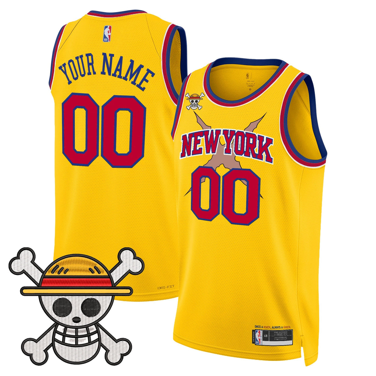NYK x One Piece Swingman Custom Jersey- Stitched product image 5, provided for visual reference and product detail review