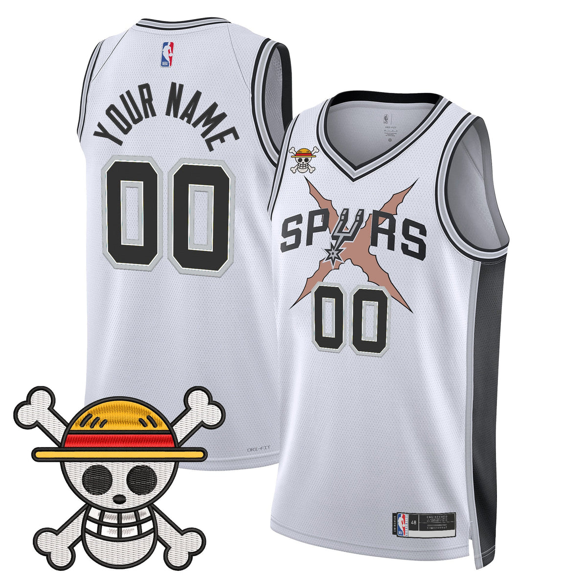 San Antonio Spurs x One Piece Custom Jersey Collection - Stitched product image 1, provided for visual reference and product