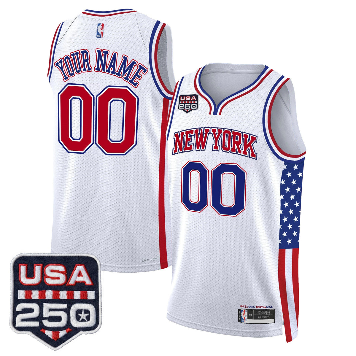 New York Knicks "America 250 Edition" Custom Swingman Jersey - All Stitched product image 2, provided for visual reference