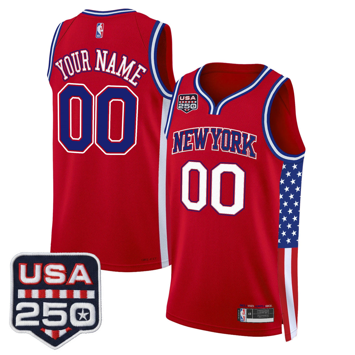 New York Knicks "America 250 Edition" Custom Swingman Jersey - All Stitched product image 1, provided for visual reference